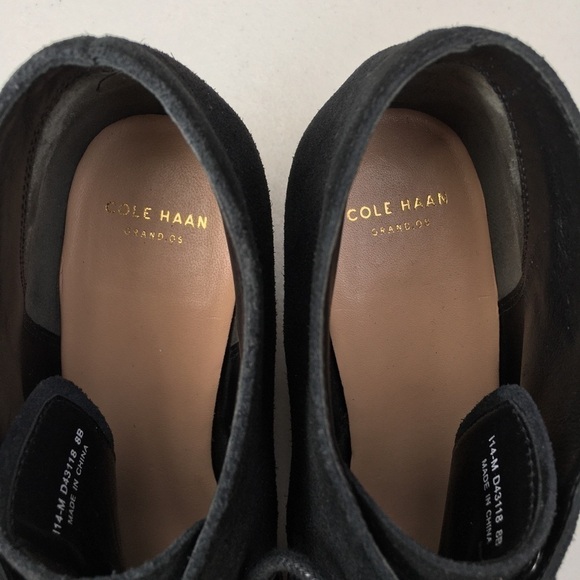 Cole Haan Leslie Suede Wedge Ankle Boot Black Size 8 - Picture 6 of 7